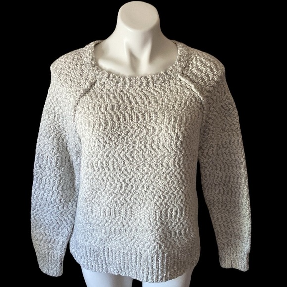 yet again Sweaters - Yet Again Light Gray Popcorn Knit Scoop Neck Pullover Sweater Size Large